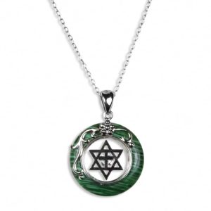 Spinning Star of David Green Malachite Necklace