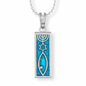 Black Opal Messianic Seal Rectangle Necklace