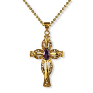 Cross with Purple Stone Necklace