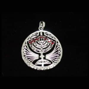 PND-MEN Pendant-Menorah red/blue Stones